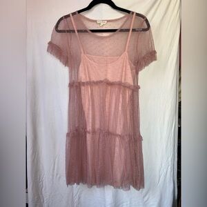 See you Monday Pink Sheer Layered Dress